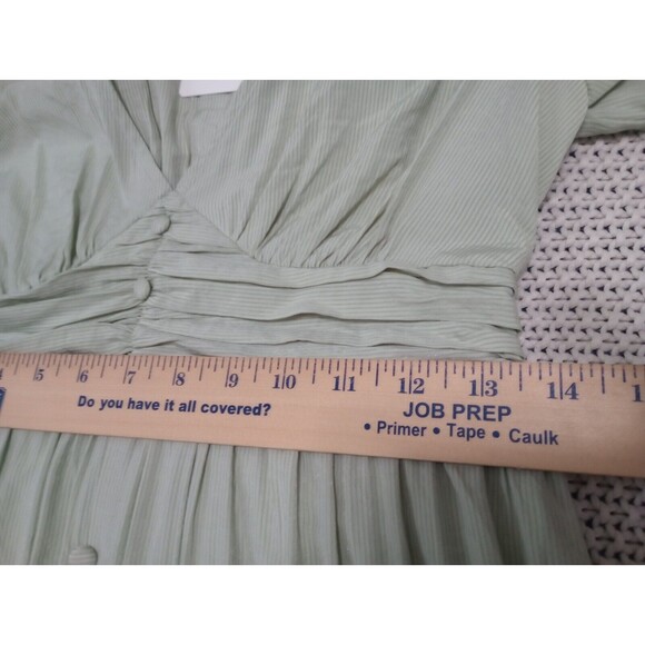 By The River Muted Mint Green Silver Accent LongSleeve Midi Dress Peasant Boho M - Picture 12 of 16